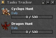 Task Tracker showing active hunts and kill progress