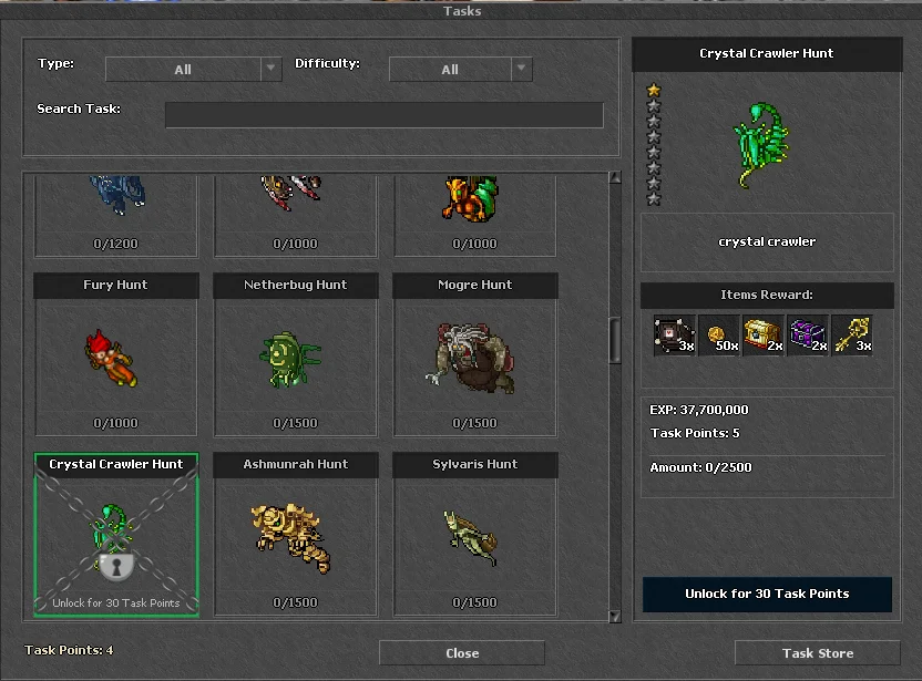 The Tasks window in the Monzera client
